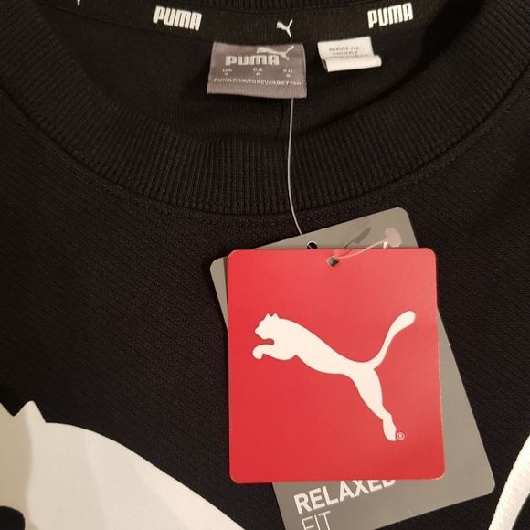 NWT Puma women's Logo black white sweatshirt, Small, new with tags,Relaxed - Picture 7 of 8